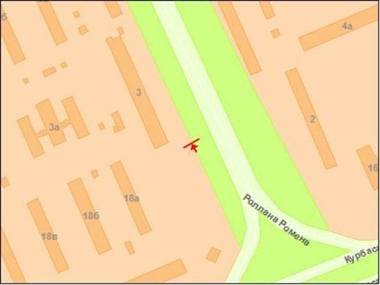 Схема рекламной плоскости по адресу вул. Р. Ролана, 3 ріг просп. Л. Курбаса от Окружной