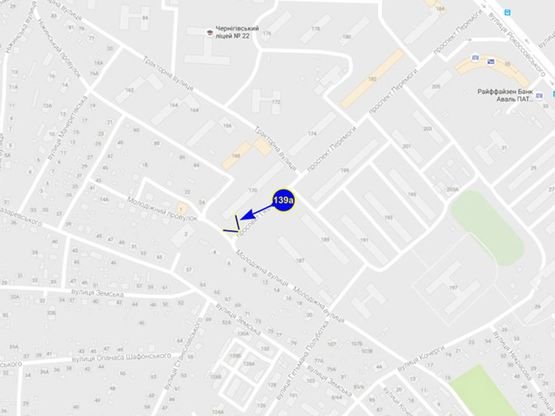 Схема рекламної площини за адресою проспект Победы 170 (сторона А)