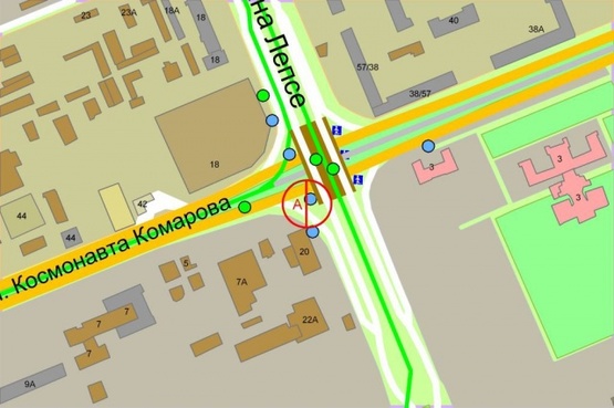 Схема рекламной плоскости по адресу Космонавта Комарова проспект / Ивана Лепсе бульвар