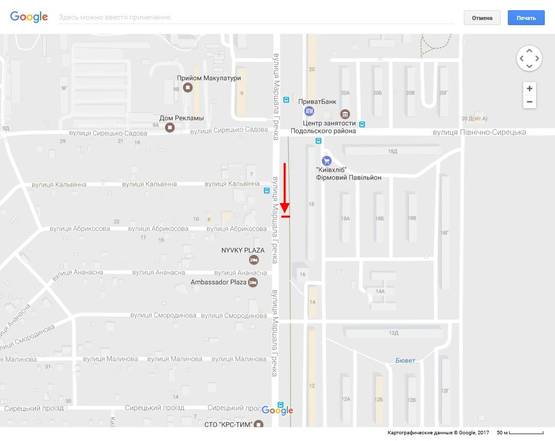 Схема рекламної площини за адресою Гречка вул. 18