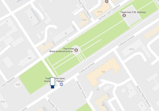 Схема рекламной плоскости по адресу ул. Соборная (Ленина), район д.№14/23, напротив бул. Пушкина