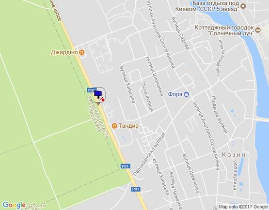 Схема рекламной плоскости по адресу Конча-Заспа, траса Р-02, км 29+300 право, котедж. містечко "РОМАНОВО", комплекс "Сезони SPA", ресторан "ТАНДИР"