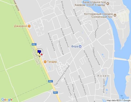 Схема рекламной плоскости по адресу Конча-Заспа, траса Р-02, км 29+340 право, котедж. містечко "РОМАНОВО", навпроти ресторан "ТАНДИР"