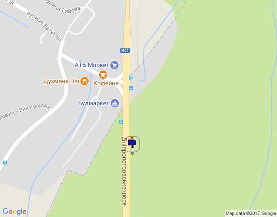 Схема рекламної площини за адресою Дніпровське шосе, перед поворотом на с. Лісники, траса Н-01 "Київ-Знам'янка", км 20+940 ліво