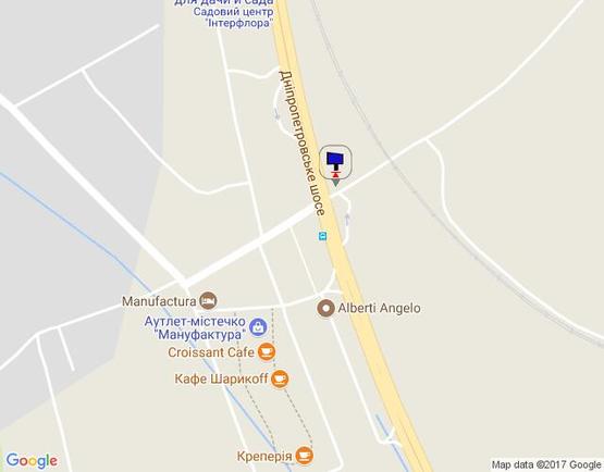 Схема рекламної площини за адресою Дніпровське шосе, поворот на с. Ходосеевка, напротив ТРЦ "Мегамаркет в Ходосіївці", "Киев-Обухов", км 23+650 лево