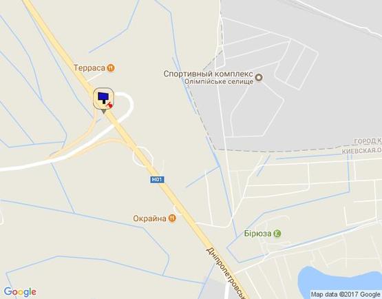 Схема рекламной плоскости по адресу Новообухівська траса, перед поворотом на c. Креничі, Ходосіївку, км 25+100 право