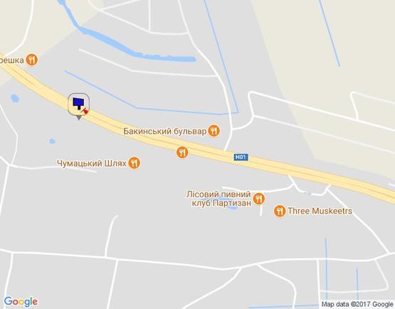 Схема рекламной плоскости по адресу Новообухівська траса, возле ресторана "Чумацький шлях", км 27+850 право