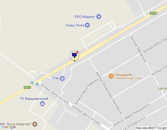 Схема рекламной плоскости по адресу м. Буча, траса М07, км 30+050 ліво, вул. Нове Шосе, біля ТЦ Модуль, Нова Лінія, ЕКО Маркет