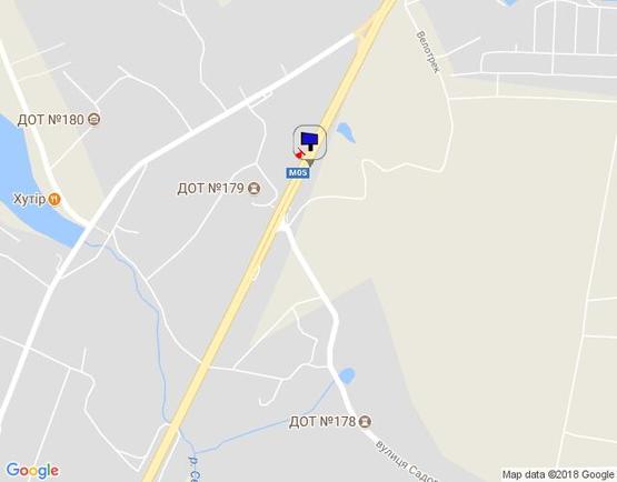 Схема рекламной плоскости по адресу с. Віта-Поштова, траса М-05 Київ-Одеса, км 18+640 ліво