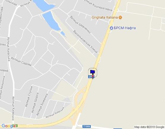 Схема рекламной плоскости по адресу смт. Глеваха, траса М-05 Київ-Одеса, км 26+030 ліво