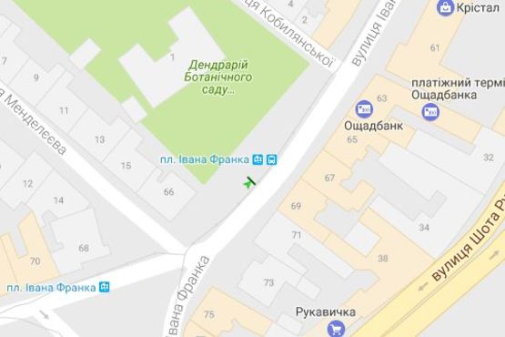 Схема рекламной плоскости по адресу Івана Франка пл. - Івана Франка вул.