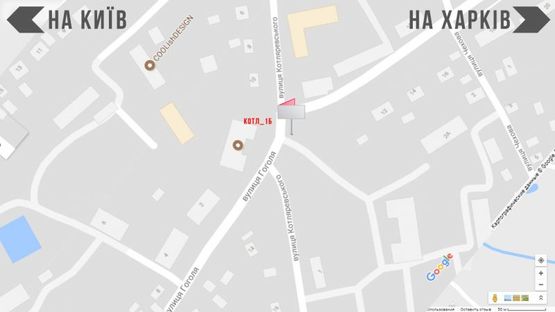 Схема рекламной плоскости по адресу вул.  Котляревського, 1 біля центральної лікарні