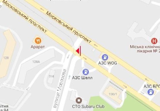 Схема рекламної площини за адресою Московский пр. - Морозова ул. (из центра)