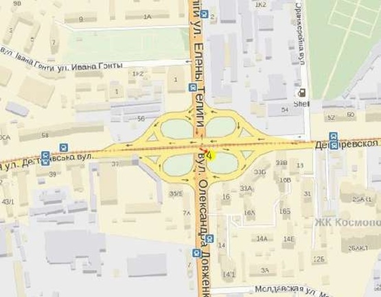 Схема рекламної площини за адресою Довженка ул.16, развязка с ул.Дегтяревской 1, в сторону ст.м.Шулявка
