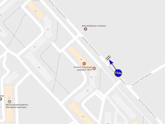 Схема рекламной плоскости по адресу ул. Незалежности 56 (сторона А)