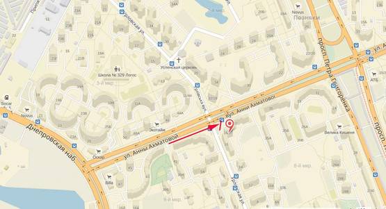 Схема рекламной плоскости по адресу Ахматовой вул., / Урлівська вул., 16/37 ліва