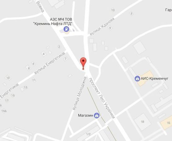 Схема рекламної площини за адресою просп. Л.Украинки (просп. 50-лет. Октября), перекресток с ул. Молодежной, ул. Свиштовской, район АЗС "УкртатНафта"