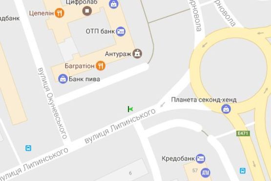 Схема рекламной плоскости по адресу Вячеслава Чорновола просп., 59 - Вячеслава Липинського вул. (№1)