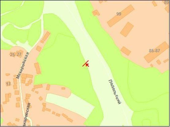 Схема рекламної площини за адресою Пoдoльский спуск 470м oт Фрунзе ул.