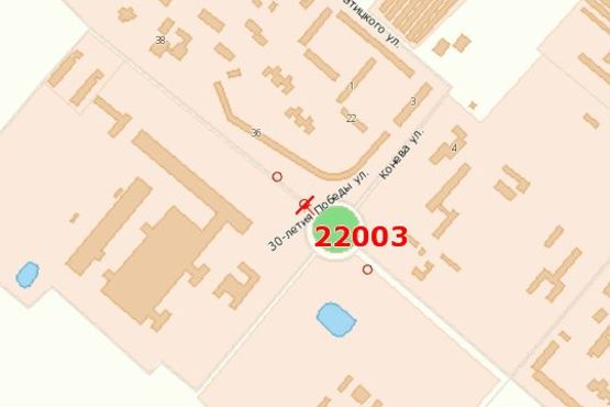 Схема рекламной плоскости по адресу 30-річчя Перемоги вул. - Олени Теліги вул. (Конєва вул.) (від кільця)