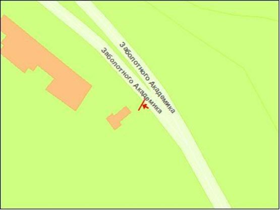 Схема рекламной плоскости по адресу Заболотного ул., 565м от ул. Ак. Лебедева в напр. Одесской пл