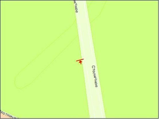 Схема рекламной плоскости по адресу Столичне шосе 320м. до пр. Охотського, праворуч в сторону Києва