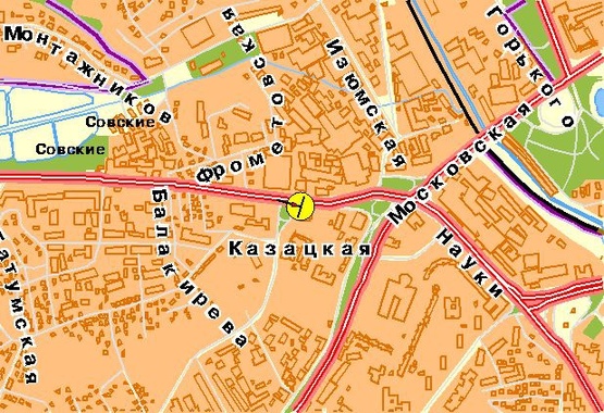 Схема рекламной плоскости по адресу Краснозвездный пр-т 190, к Московской пл., в центр