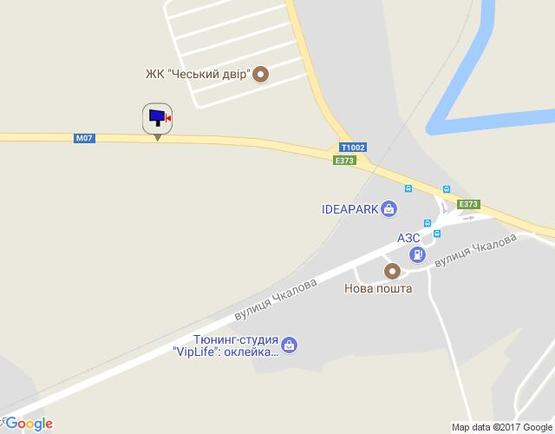 Схема рекламной плоскости по адресу м. Буча, траса М07, км 24+650 ліво, вул. Шевченка, в'їзд в Бучу з Гостомеля