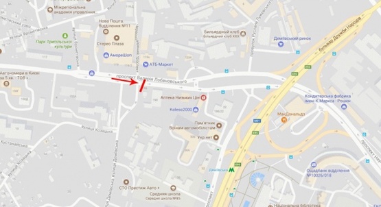 Схема рекламной плоскости по адресу Краснозвездный пр-т 190, к Московской пл., в центр