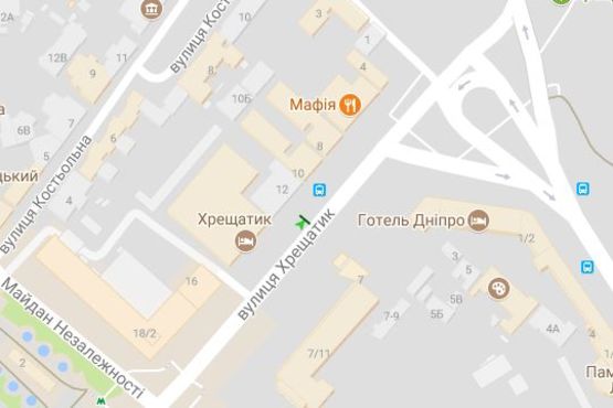 Схема рекламної площини за адресою Хрещатик вул., 12 (ресторан "Планета Суші", "OTRADA")