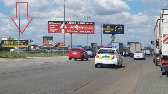 Схема рекламной плоскости по адресу Большая окружная  3х12 м.850 м.от Жилянского моста