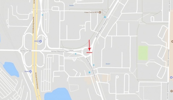 Схема рекламной плоскости по адресу Малиновского ул., к ст.м.Оболонь