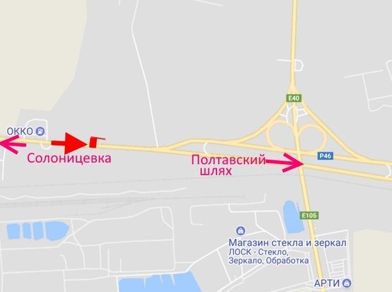 Схема рекламної площини за адресою ул.Залютинская -развязка с окружной-2- въезд в город со ст. Солоницевки