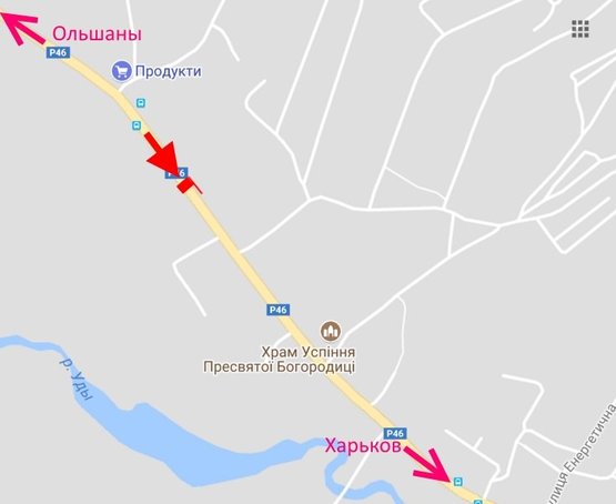 Схема рекламної площини за адресою пос. Солоницевка-возле Храма Успения Пресвятой Богородицы- в ст. Харькова