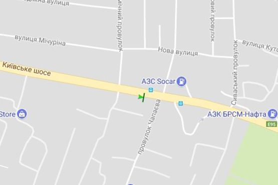 Схема рекламної площини за адресою Ленінградське шосе (Київське шосе) - Чапаєва пров.