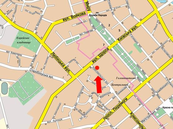 Схема рекламної площини за адресою ул Комсомольская 57 Лопата (сторона Б)