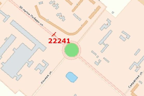 Схема рекламной плоскости по адресу 30-річчя Перемоги вул., 22 - Олени Теліги вул. (Конєва вул.)