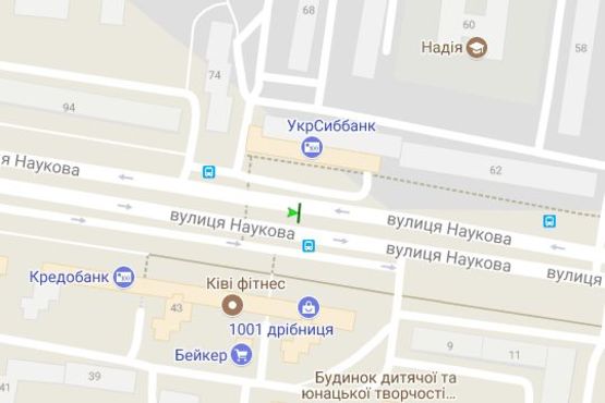 Схема рекламной плоскости по адресу Наукова вул., 64-а (призма) (до вул. Стрийської)