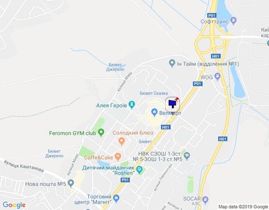 Схема рекламной плоскости по адресу м. Обухів, вул. Київська, 123, на свтлофорі