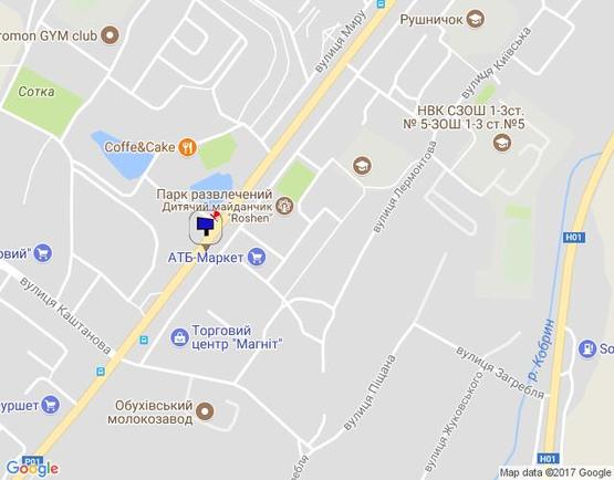 Схема рекламной плоскости по адресу м. Обухів, вул.Київська, 148,  навпроти ТЦ Магніт