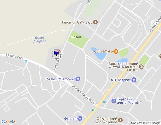 Схема рекламной плоскости по адресу м. Обухів, вул.. Миру, 16 (перед  Державною податковою інспекцією Обухівського району)