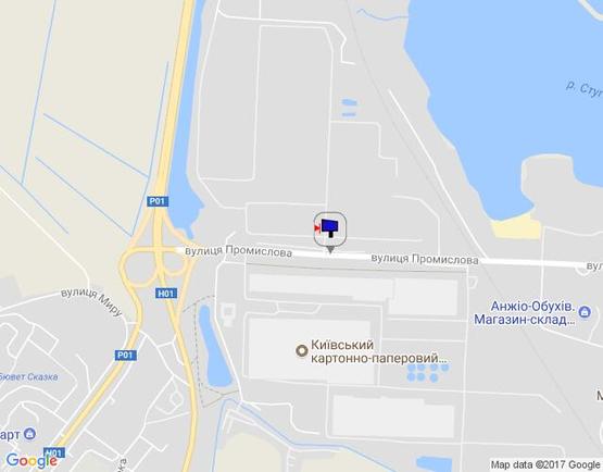 Схема рекламной плоскости по адресу м. Обухів, вул.Промислова, 1, навпроти Київського картонно-паперового комбінату;