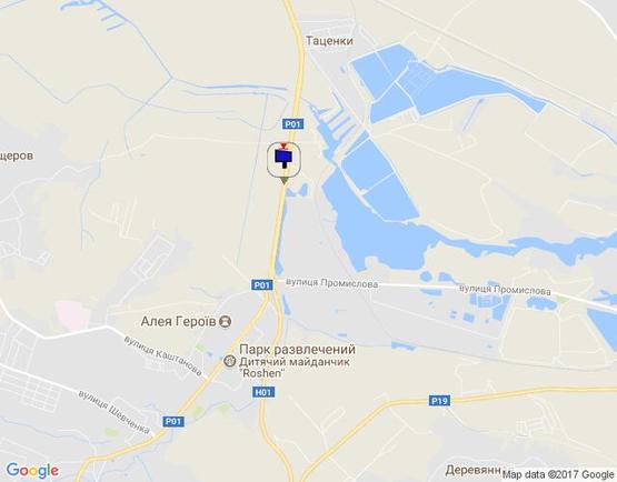 Схема рекламной плоскости по адресу км. 42+100 праворуч(Н-01 Київ-Знамянка); Перед поворотом до ТОВ Інтерфом