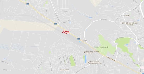 Схема рекламной плоскости по адресу вул. Шевченка, 139, місце №2 (в сторону Рясне)