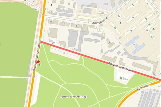 Схема рекламної площини за адресою Люстдорфская дорога / Артиллерийский парк / Мемориал