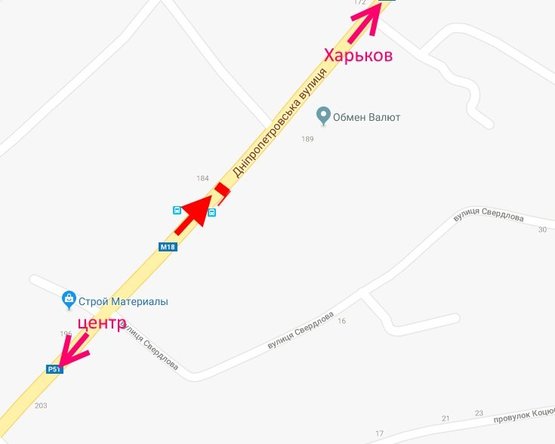 Схема рекламної площини за адресою Мерефа-ул. Днепровская-остановка Городская-в ст Харькова