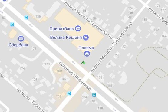 Схема рекламної площини за адресою Шевченка бульв. - Грушевського вул.