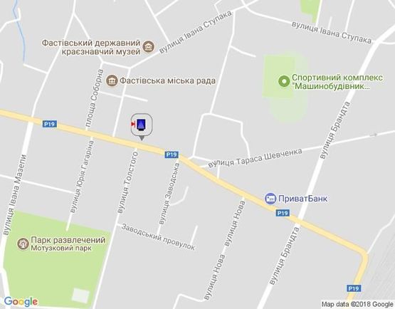 Схема рекламної площини за адресою г.Фастов,  перекресток ул.Льва Толстого и Соборной, 18