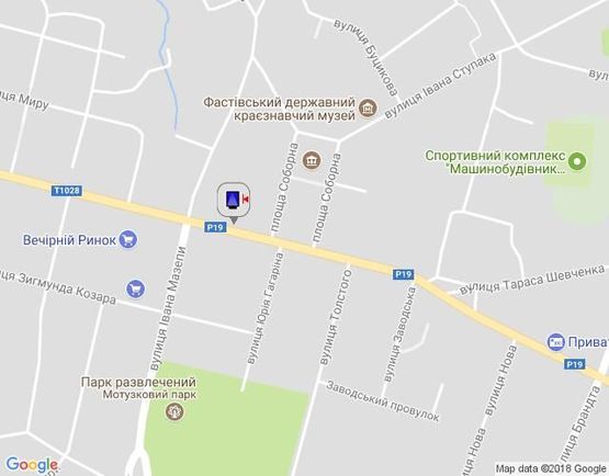 Схема рекламної площини за адресою г.Фастов, перекресток ул. Интернациональной и ул. Соборной