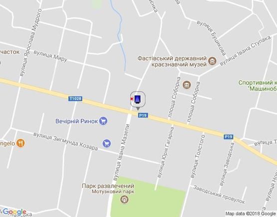 Схема рекламної площини за адресою г.Фастов, перекресток ул. Интернациональной и ул. Соборной